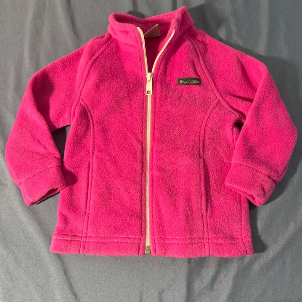 Columbia Toddler Girls Pink Fleece Jacket 18-24 Months Casual Fall